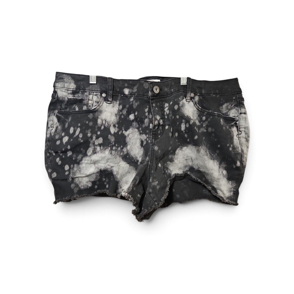 TORRID Acid Wash Black Denim Cutoff Shorts Frayed Hem Punk Streetwear 0543